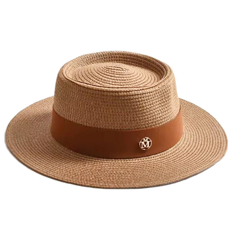 Spring and Summer Foldable Straw Hat for Men and Women, Beach Vacation Sun Hat, Concave-top Jazz Hat, Fedora