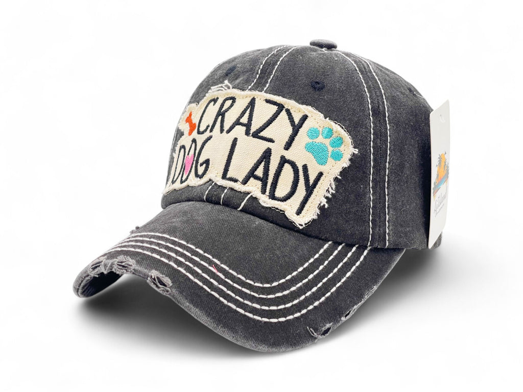 "Crazy Dog Lady" Vintage Distressed Embroidered Baseball Cap For American - 100% Cotton, Breathable, Casual, Adjustable, UV Protection