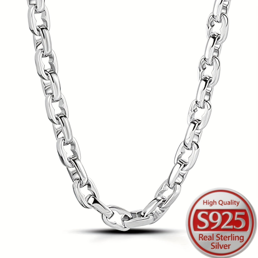 925 Sterling Silver, Thick O-Shaped Necklace, Suitable for Both Men And Women, Independently Designed by a Studio, an Unusual Accessory, Hypoallergenic, Anniversary, School Opening Gift, Perfect Valentine'S Day Gift, for Girlfriend, for Boyfriend
