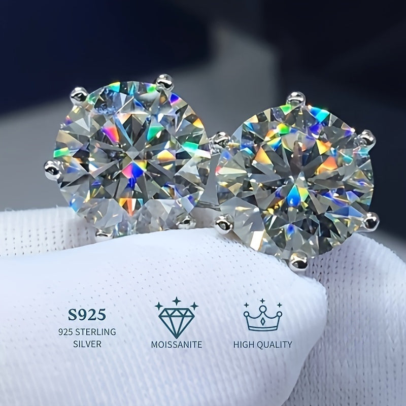 [Christmas Gifts] 0.5-3 Ct Moissanite Stud Earrings, 925 Sterling Silver, High Quality Christmas Gifts, Total Weight of The Product (1.39G)