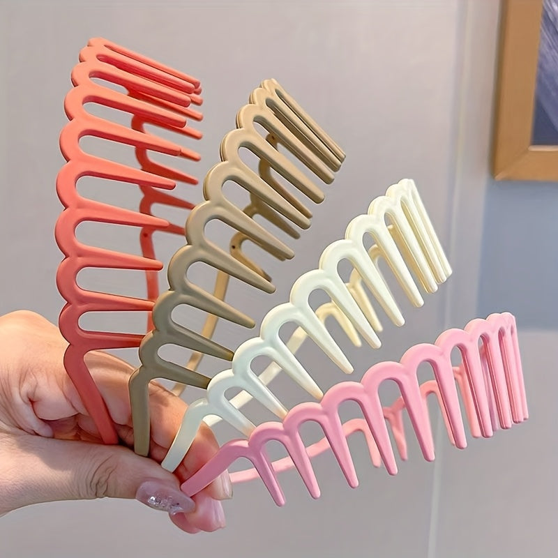 5 Toothed Face Wash Headbands, Long Tooth Headbands, Matte Texture Plastic Hairpins, Non-Slip Headbands, Women'S Headbands, Hair Clips, Hair Ties, Hair Additions, Travel And Face Wash