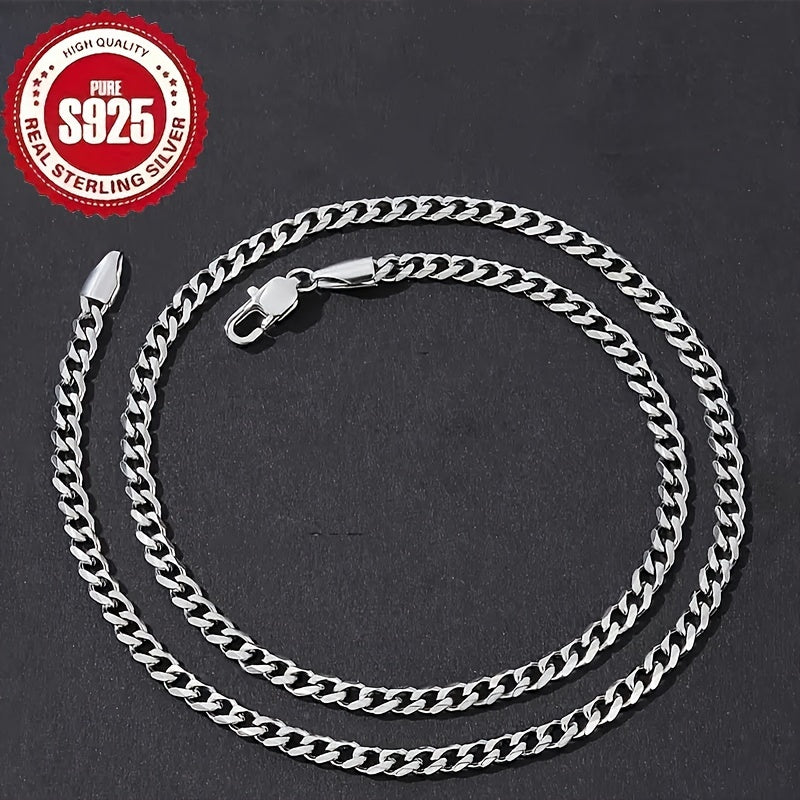 Buy two,Get one Free,Cuban Link Chain for Men Silver Chain for Men 925 Sterling Silver Necklace for Men Women Cuban Chain Necklace Silver Toned Width 4/6mm Mens Chain Necklaces 18, 20, 22, 24, Inch