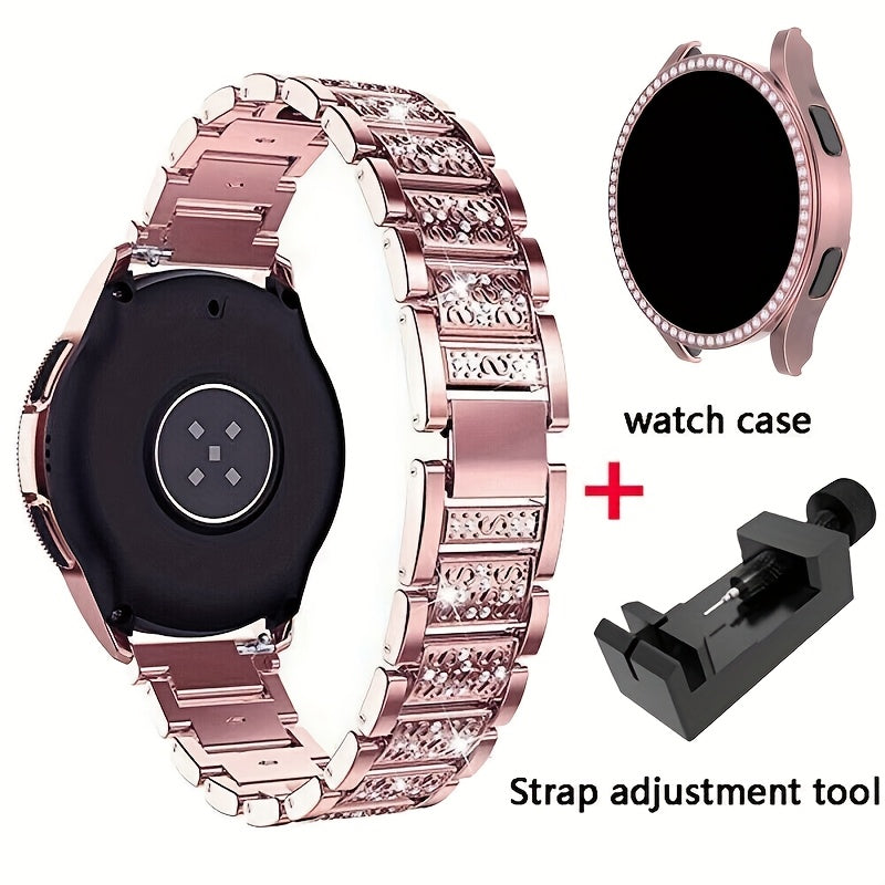 Suitable for Samsung Watch 4/5/6/7 Watch Straps Full of Rhinestones, Fashionable And Bright Watch Straps Single Row Rhinestone Protective Case And Watch Remover 40Mm 44Mm