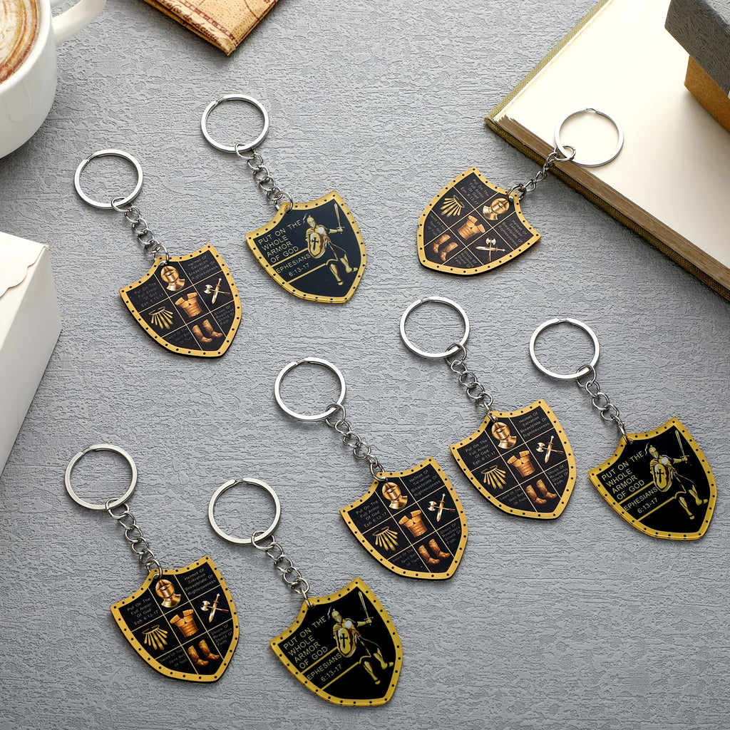 36pcs Christian Put On The Whole Armor Of God | Religious Christmas Gifts for Men, Bulk Keychain Military Knight Favor Gift, Acrylic and Zinc Alloy Material