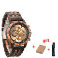 Luxury Multifunctional Men's Wooden Quartz Watch, Week, Calendar, Timer, Fashion Wooden Clock Gift