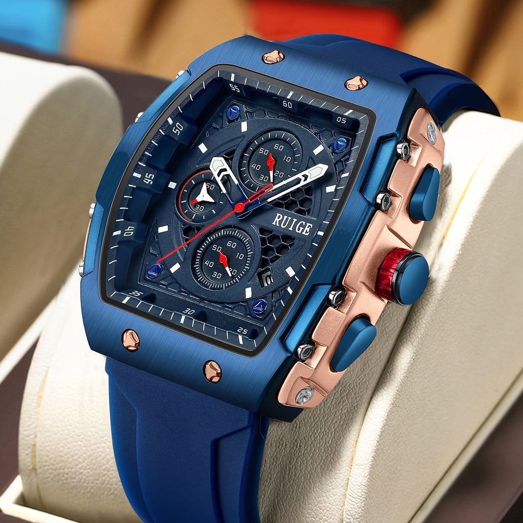 Men's Barrel Quartz Watch with Luminous 1181.1 Inch Date Display, Ideal Gift for Father or Husband for Daily Wear, Sports, and Formal Occasions