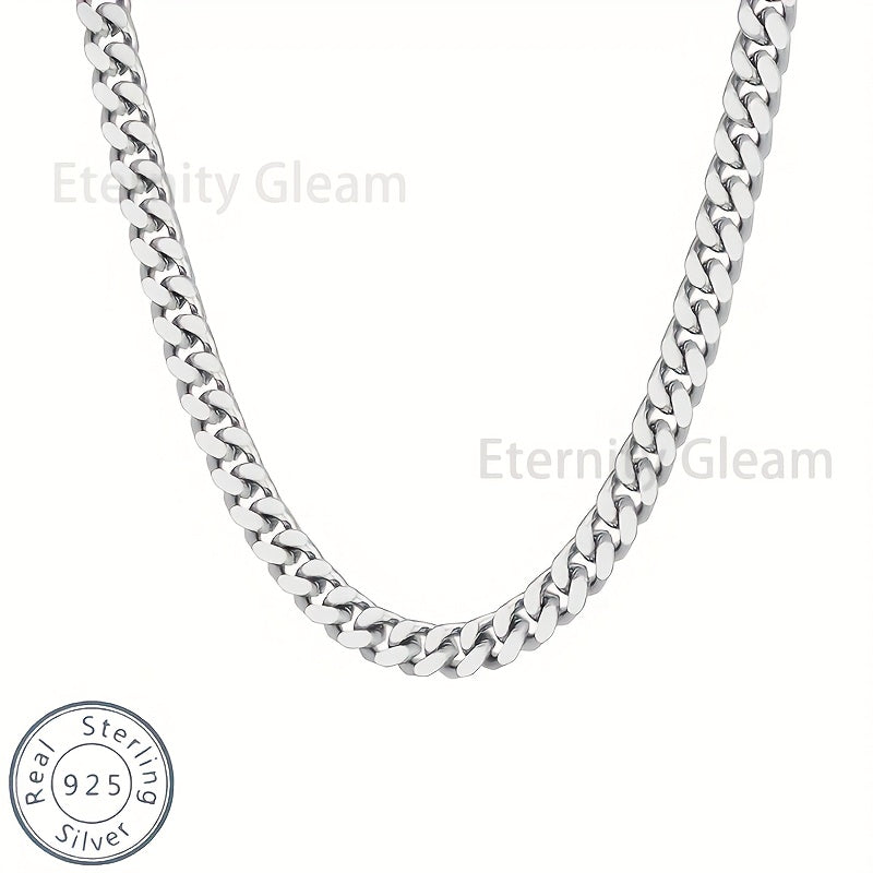 925 Sterling Silvery Cuban Chain Men's Necklace, Fashion Personality, Casual Attire, Birthday, Gift Souvenirs, Valentine's Day, Christmas, Halloween, Thanksgiving Day, Gift Box
