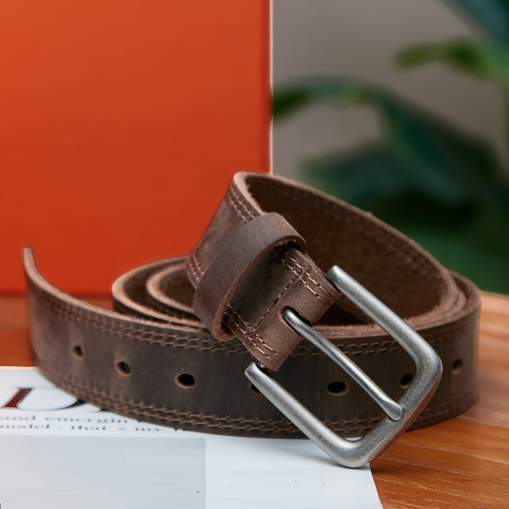 Men'S Full Grain Leather Belt, Fashion And Classic Designs for Work, Business, And Casual
