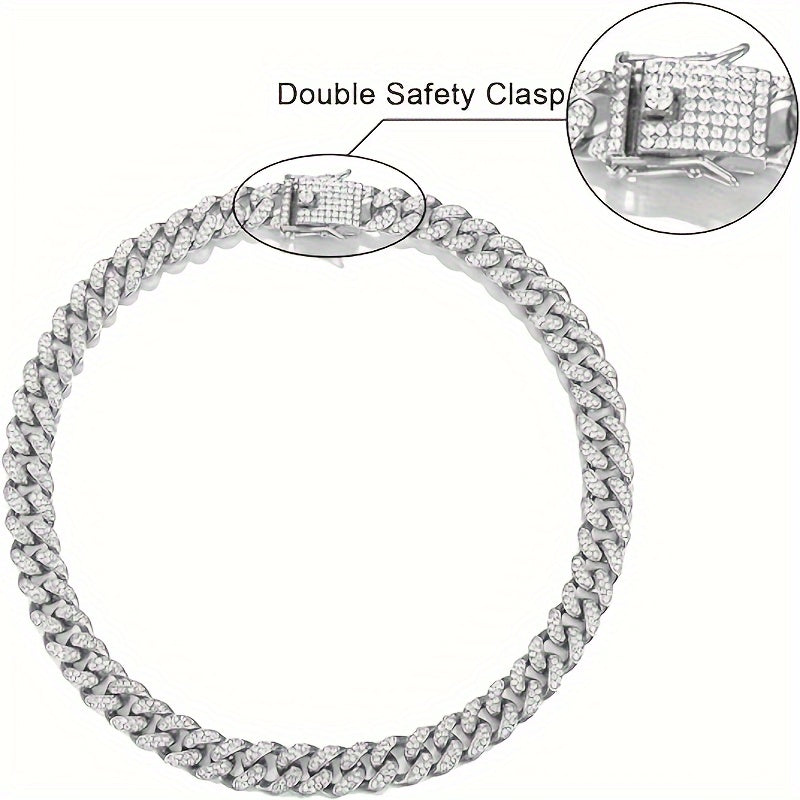 5pcs, Men's Rhinestone Watch Set, Fashionable Cross Necklace Ring Bracelet Set, Christmas Set