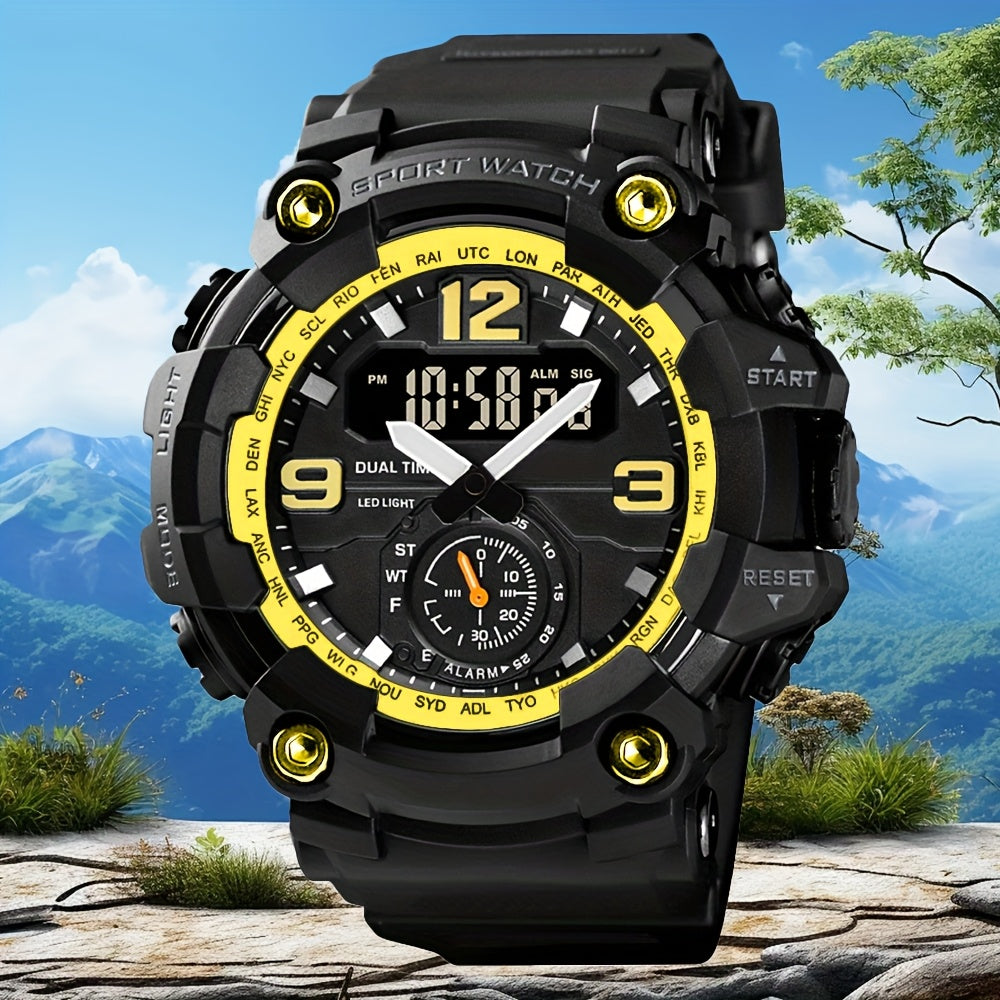 [Ideal Gift] Men's Sports Digital Dual-Display Watch Is Easy And Fashionable with a TPU Strap, The Best Choice for Gifts