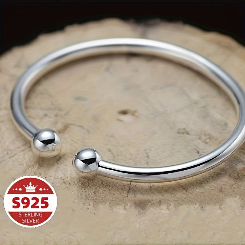 Two Pieces of S925 Sterling Silver Open Round Pearlescent Garlic Fashion Simple Bracelet, Suitable for Daily Wear And Gifts, Women'S Jewelry Valentine'S Day Carnival Mother'S Day Perfect Gift for Friends