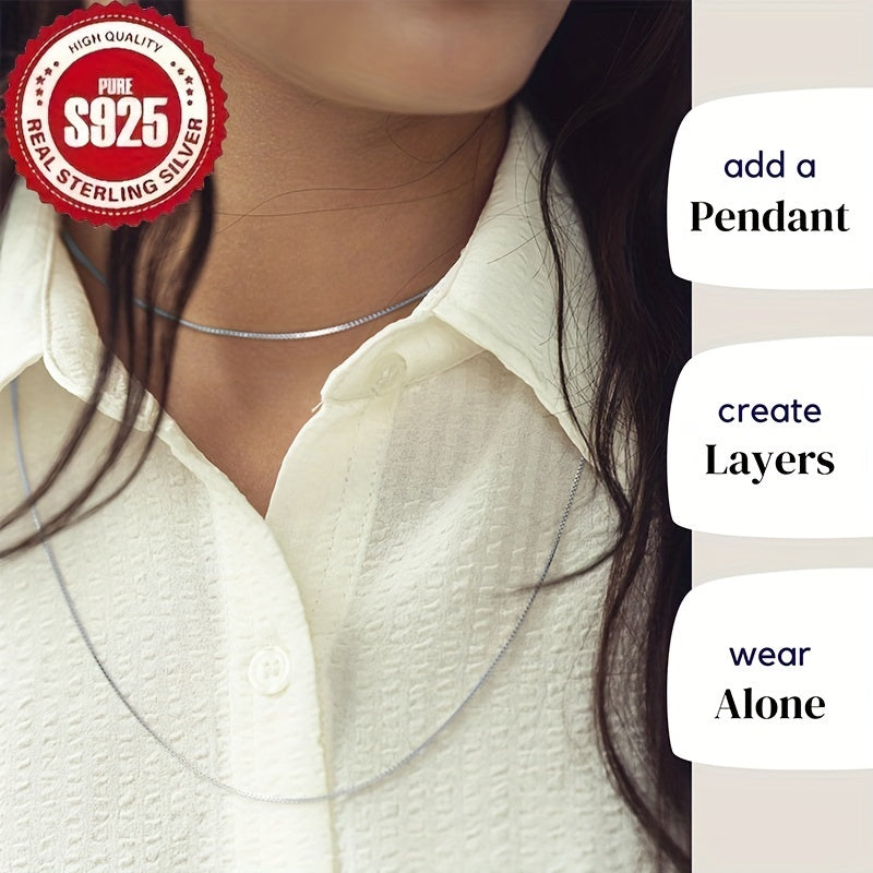Delicate Box Chain Made of 925 Sterling Silver, Measuring 0.8MM, Perfect for Women'S Necklaces Available in Lengths of 16, 18, 20, 22, And 24 Inches