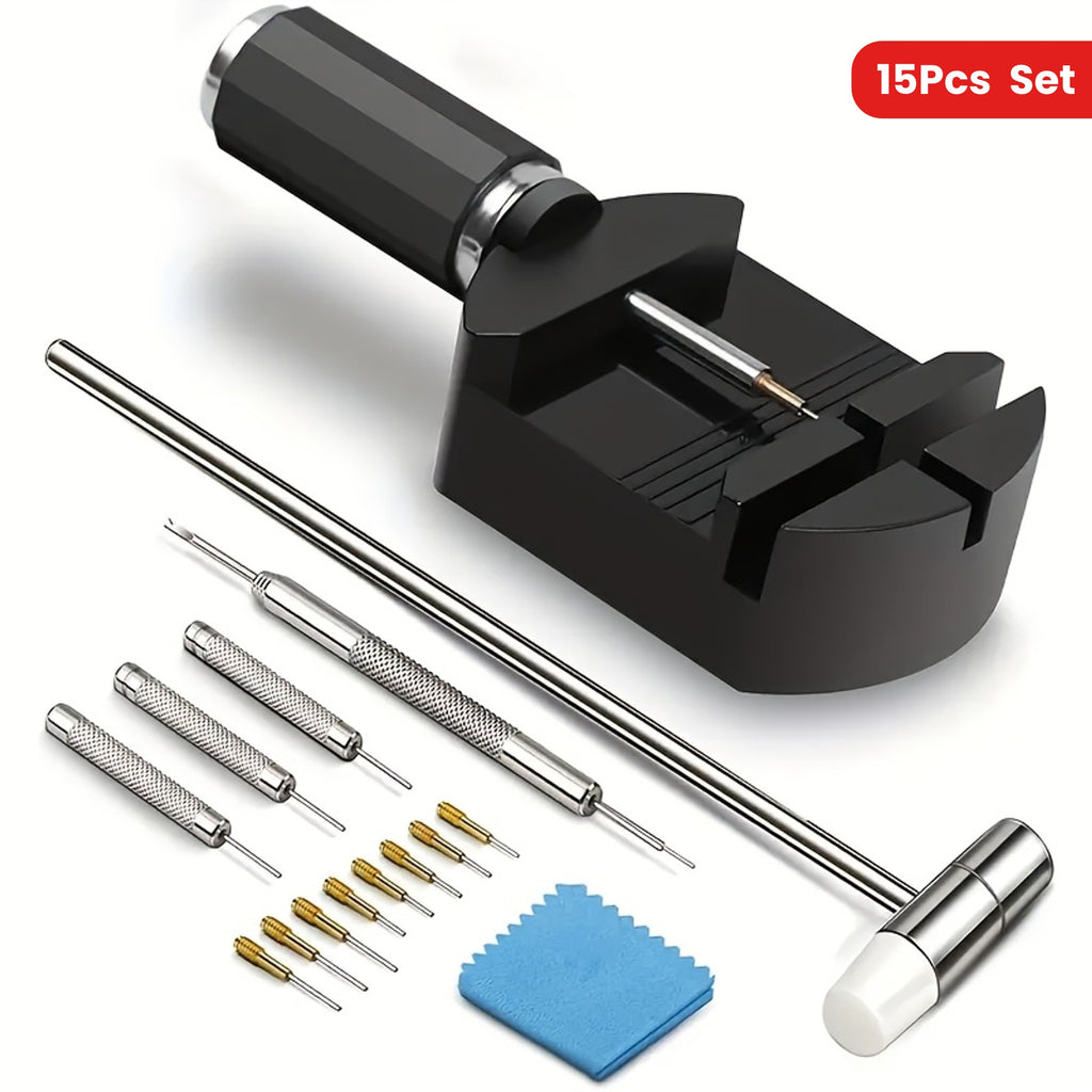 15pcs Stainless Steel for watch Band Removal Tool Kit | Professional Tool with Plastic Base for Watch Band Pin Removal, Suitable for Adjustment and Repair, No Assembly Required