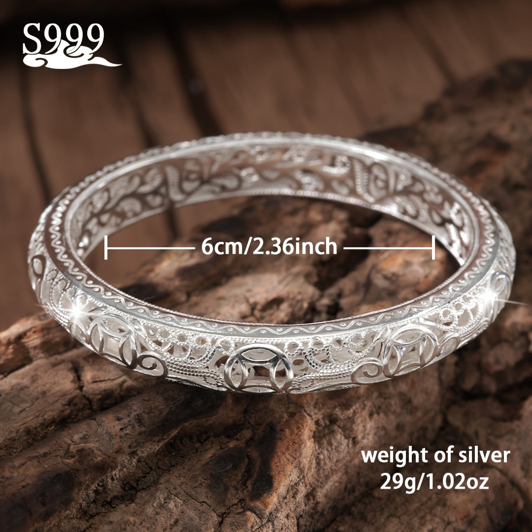 [Girlfriend Birthday Gift] S999 Pure Silver Women's Bracelet, Solid Silver Closed End Bracelet, Women's Multi Functional Jewelry, High End Shining Fashion, Girlfriend Birthday Gift