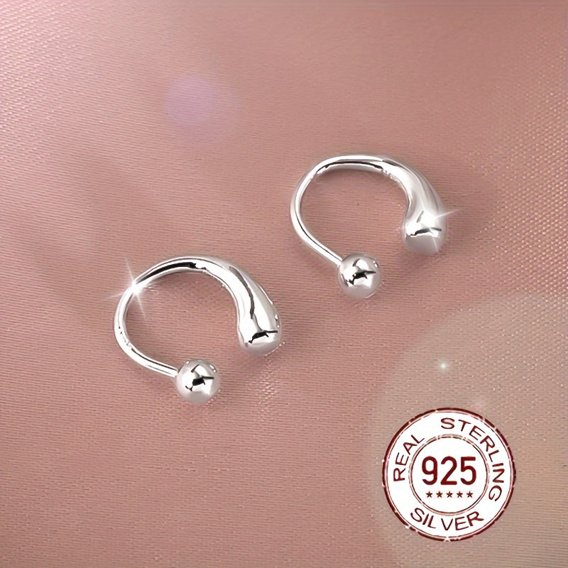 Pair of Fashionable Earrings for Women, S925 Sterling Silver Teardrop Earrings with Screw-Back Design, Versatile and Minimalist, High-End New Style for Casual Attire, Gifting, or Vacation, Pure Silver Jewelry