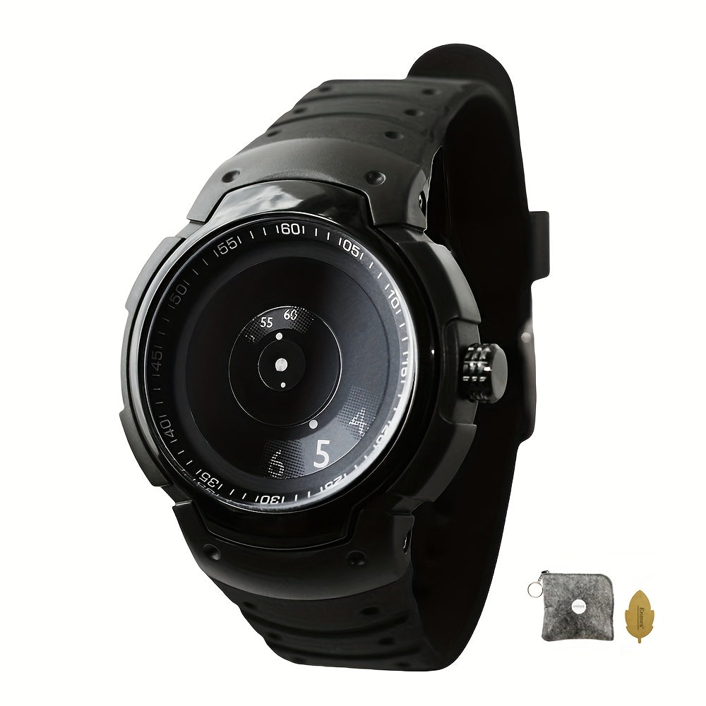 ENMEX Men's and Women's Sports Style Quartz Watch, Creative Design, Round Dial, Electronic Movement, Zinc Alloy Case, Rubber Strap, Battery Powered, Non-High Quality, Button Battery, for Men, Women
