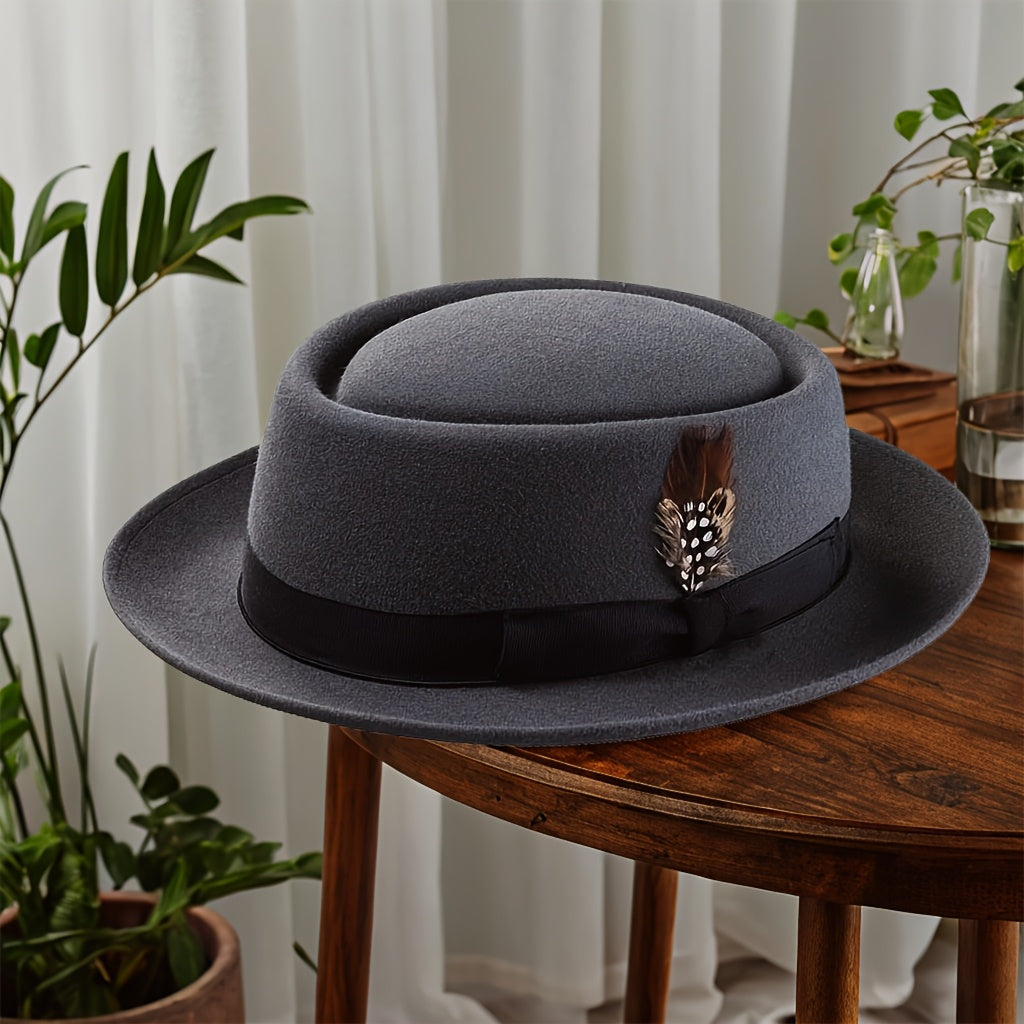 Premium Cashmere Wool Felt Hat - Suitable for Formal Parties, Christmas Gifts, Fedora Hats for Men, Weddings, Jazz Hats, Holiday Parties, Men's and Women's Top Hats, Autumn/winter Wide-brim Cashmere Wool Felt Hats, Exquisite Satin Bow Decoration.