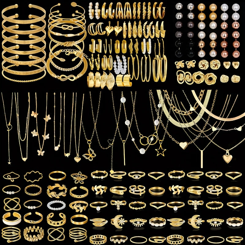 [Bohemian Jewelry Set] Random 37/47/50/71/87 Pieces Bohemian Jewelry Set, Earrings Necklaces Rings Bangles Versatile Stackable Accessories, Suitable for Daily and Festival Wear