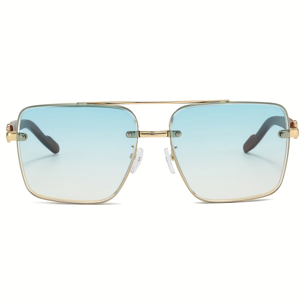 Unisex Square -Bridge Sunglasses - Premium Woodgrain UV400 AC Lenses with Lightweight PC Frame - Luxe Retro Style for Driving/Travel/Street Style - Includes Protection Case, Versatile for All Occasions