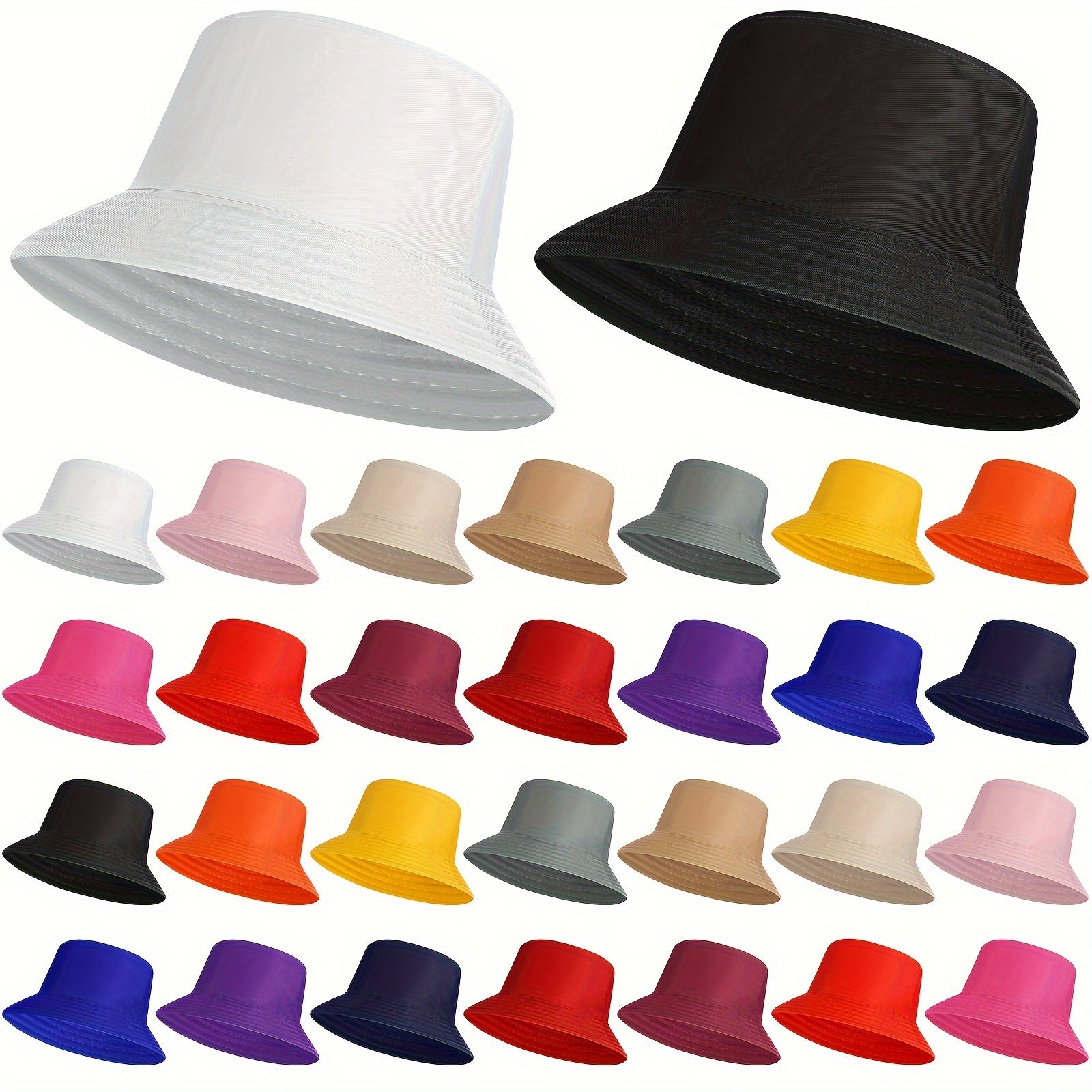30 Pieces Solid Bucket Hat Bulk Packable Fishing Hats Travel Bucket Hat Beach Fishing Cap For Women Men