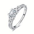 [Wedding Engagement Ring] 1pc 925 Sterling Silver Glamorous And Luxurious Exquisite Multi-Faceted Princess Cut Cubic Zirconia Decor Silvery Wedding Engagement Ring for Women Promise Love Engagement Bridal Band Ring