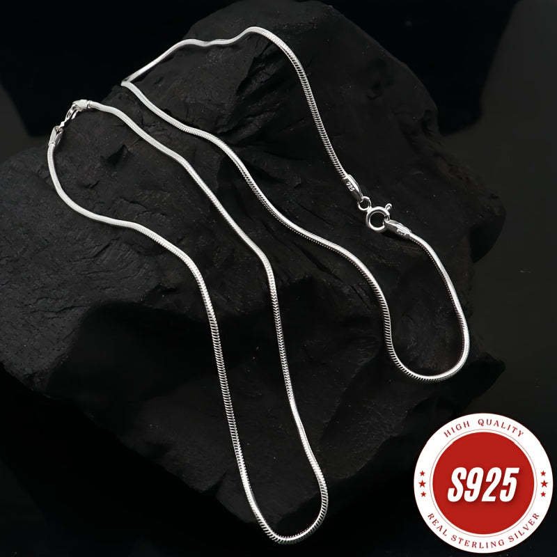 925 Sterling Silver Necklace, Handcrafted 1mm Round Snake Bone Necklace, Classic And Simple Design, Suitable For All Occasions - Christmas, Halloween, Valentine'S Day, Anniversaries Or As A Holiday Gift - Buy 2 Get 1 Free
