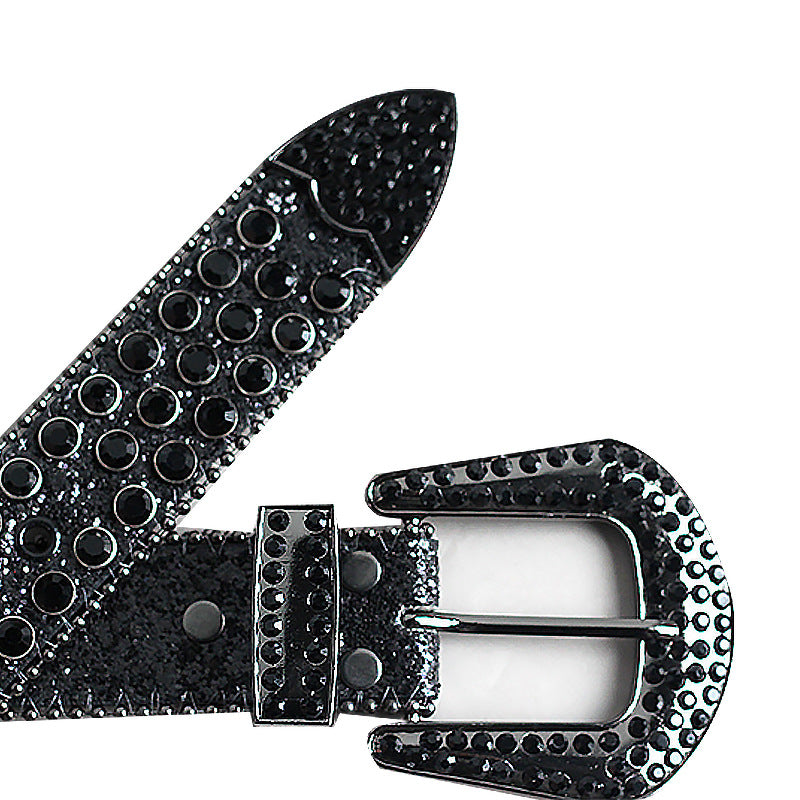 Black Rhinestone Belt, -encrusted Punk Hip-hop Belt, Gothic Punk Style Adjustable Belt