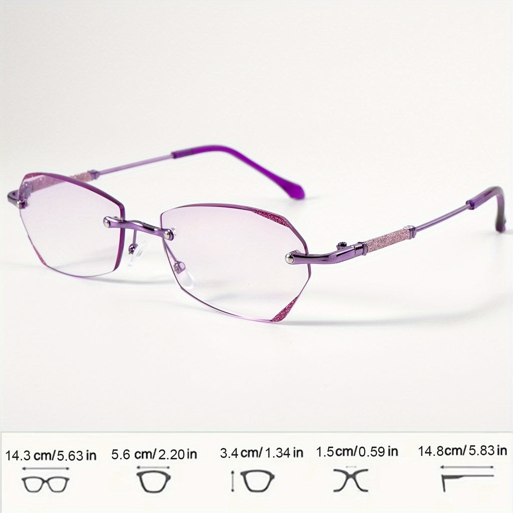 Set of 3 Women'S Rimless Reading Glasses Featuring Diamond-Inlaid Edges - Available in +1.0, +2.0, And +4.0 Diopters, Made from Lightweight PC Material, Anti-Glare, Suitable for Phones, Computers, And Books, Ideal Christmas Present