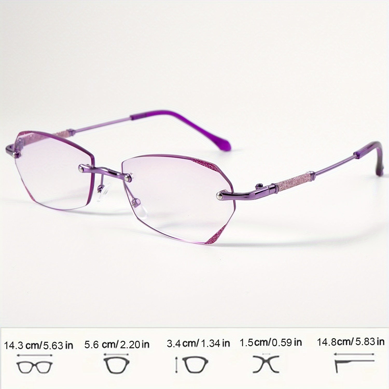 Set of 3 Women'S Rimless Reading Glasses Featuring Diamond-Inlaid Edges - Available in +1.0, +2.0, And +4.0 Diopters, Made from Lightweight PC Material, Anti-Glare, Suitable for Phones, Computers, And Books, Ideal Christmas Present