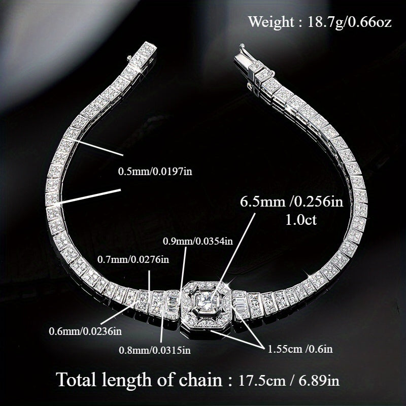 Luxury Moissanite Bracelet for Women Men, 925 Sterling Silver, Gorgeous Jewelry, Engagement Wedding Gifts for Women, Suitable for Daily Wear, Friend Couple Holiday Mother'S Day Gifts, Gift for Mom Mother Wife, Total Weight of The Product (19.55G)