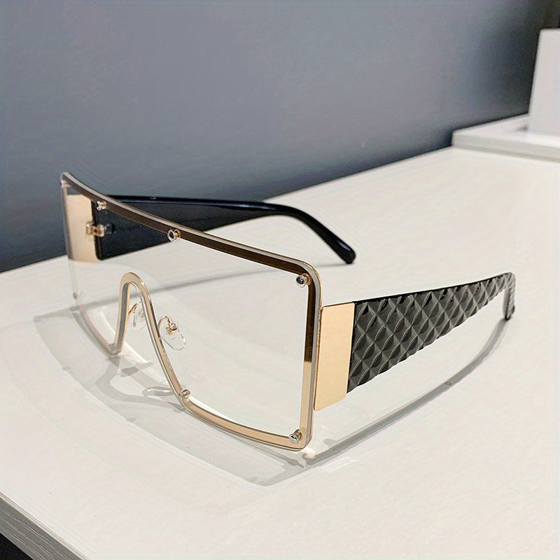 Women's Fashion Large Frame Glasses with Wide Brim- Rhinestone Edge Accent Perfect for,, And Casual Attire