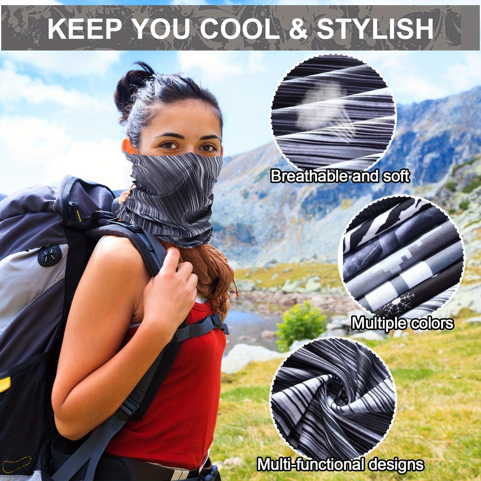 60pcs Neck Gaiter Bulk For Men Women Balaclava Face Mask Coverings Seamless Headwear Bandana Neck Scarf (Dark Pattern)