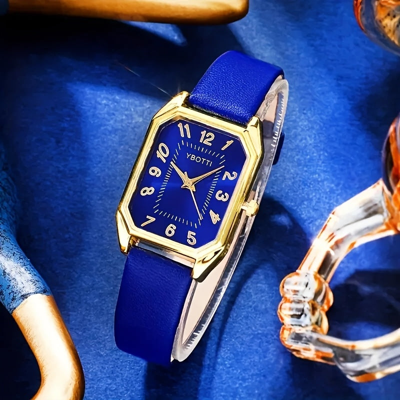6pcs Women's Elegant PU Leather Quartz Watch & Jewelry Set with Matching Bracelet, Ring, Earrings, Necklace - Elegant Wristwatch Gift Suitable for Weddings,, Birthdays - Complete Accessory