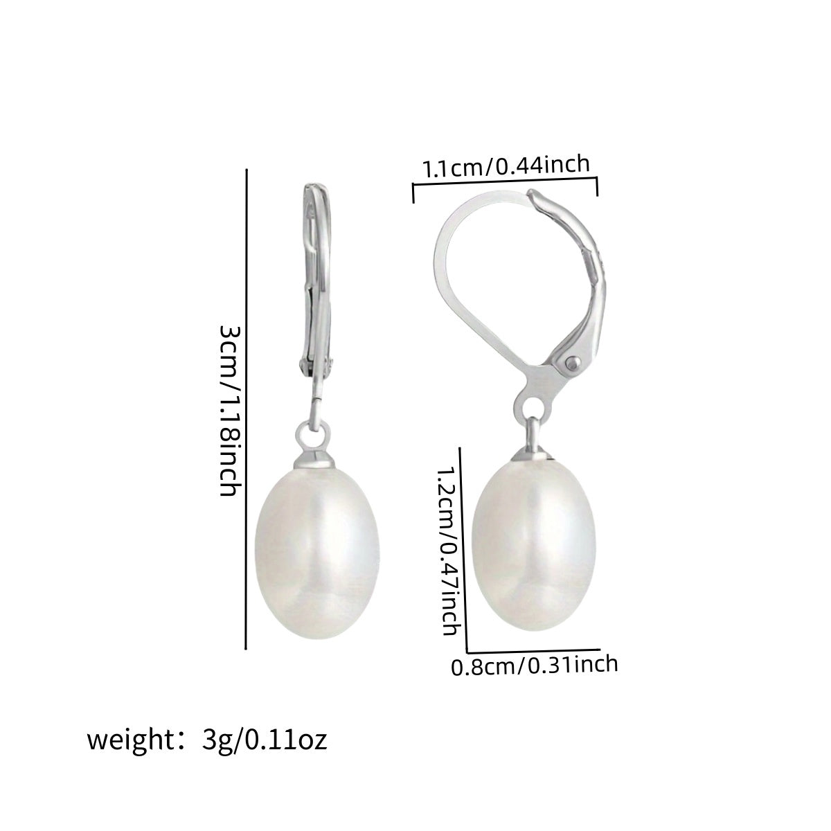 Pair of Elegant 925 Sterling Silvery Freshwater Pearl Drop Earrings, with Lobster Clasp, for Wedding Banquets, Valentine'S Day, Music Festivals, All Season