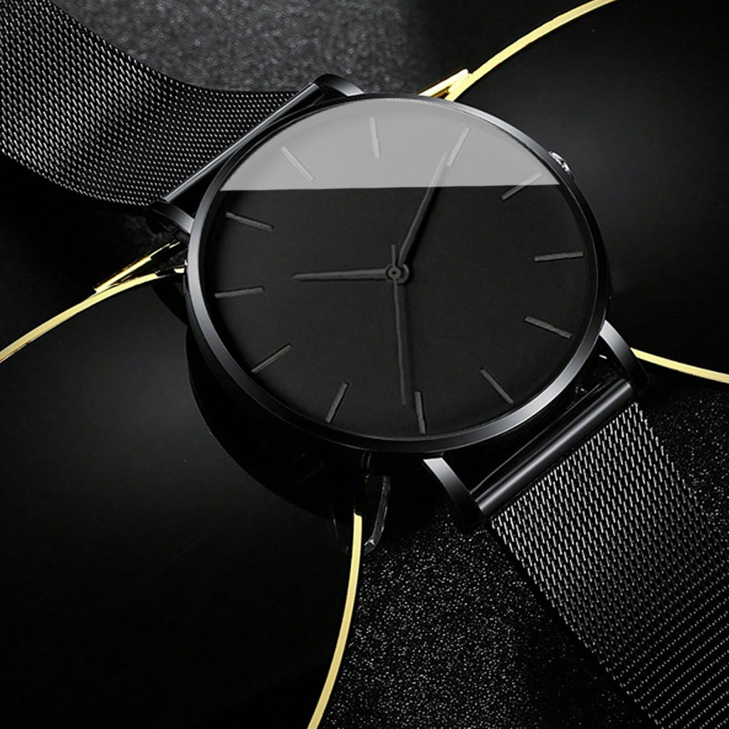 4pcs/ Set Men's Elegant Quartz Watch & Bracelet Set | Stainless Steel | Casual Watch | Business Watch | Bracelet for Men | Men Necklace(The Box Does Not Include)