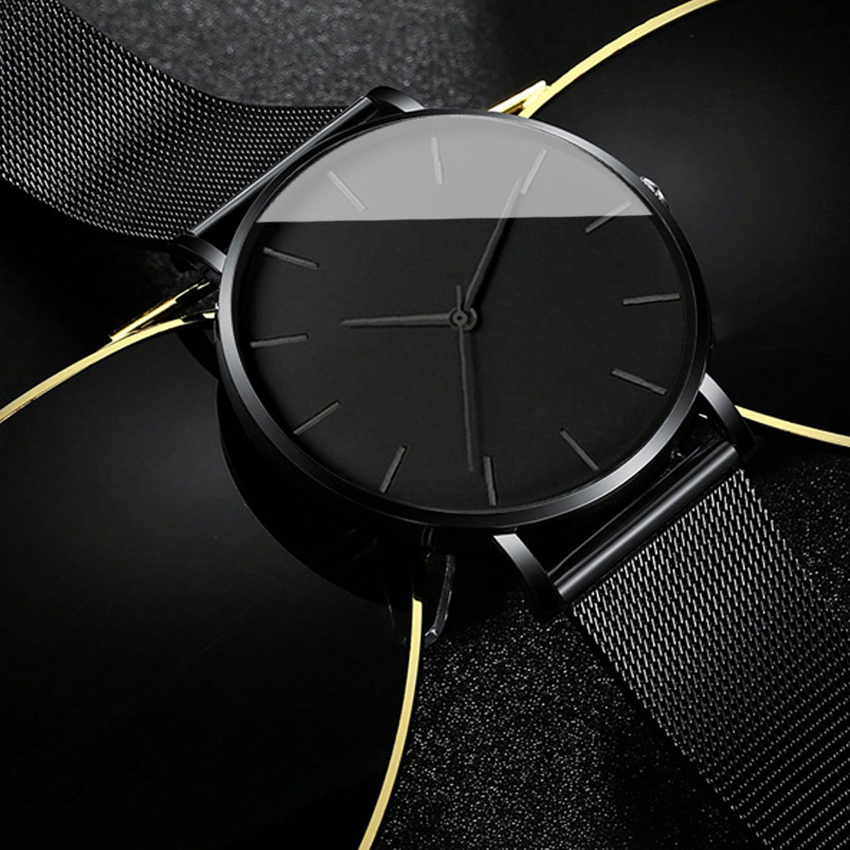 4pcs/ Set Men's Elegant Quartz Watch & Bracelet Set | Stainless Steel | Casual Watch | Business Watch | Bracelet for Men | Men Necklace(The Box Does Not Include)
