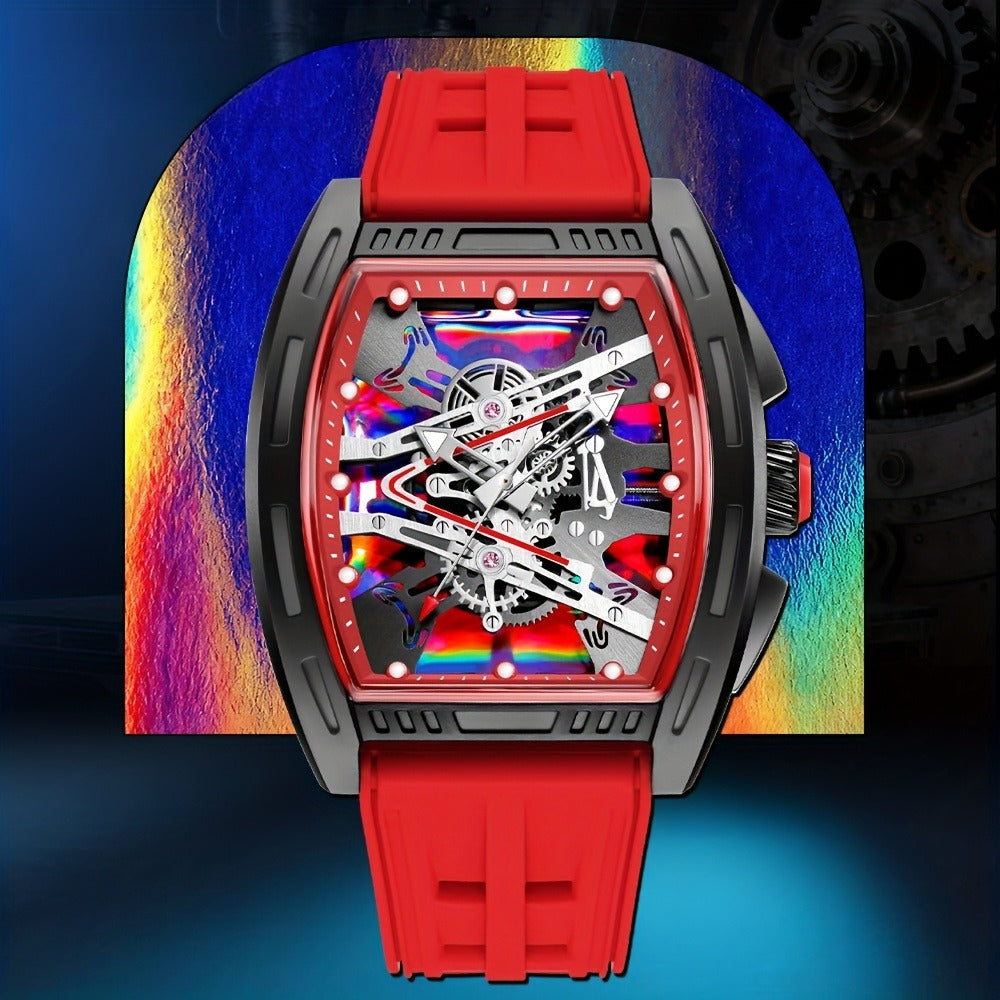 Relogio Masculino Top Brand Men'S Barrel Shape Watches, Luxury Male Quartz Wristwatch, Trendy Retro Style Watch For Man, Silicone Strap, Fashion Trend Men Business Watch, Holiday Birthday Gifts
