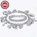 2pcs Women's 925 Silver Bracelet Set, S925 Love Synthetic Synthetic Zirconia Tennis Bracelet And Retro Multi Element Bracelet, Classic Retro Luxury Style, Analog Synthetic Synthetic Zirconia Mosaic, with Gift for Daily Wear, Total Weight