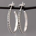 925 Sterling Silver Handmade Jewelry Hoop Earrings, Hypoallergenic Jewelry Gifts for Her, Stamped Everyday Earrings