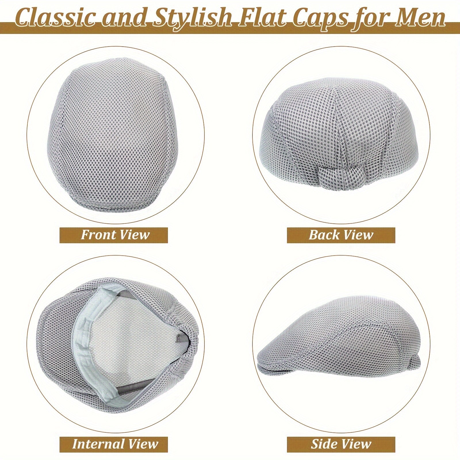 12pcs Mesh Newsboy Hat Flat Cap Breathable Summer Beret Cap Cabbie for Golf Baseball Driving, Casual Wear, Driving Gear, Breathable Design, Sporty Style, Comfortable Fit, Mesh Fabric, Adjustable Hat, Multipurpose Cap, Outdoor Enthusiasts, Golf Players