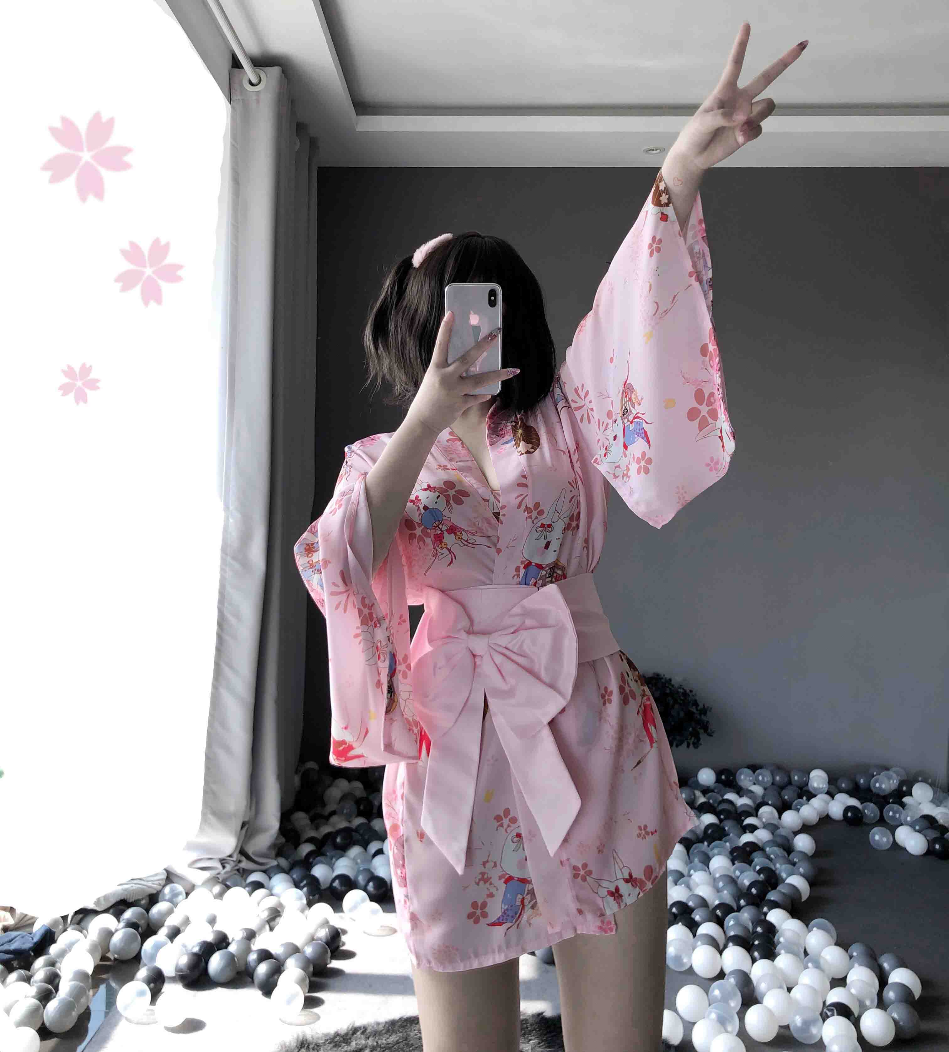T-1141 Japanese cute open-chest kimono