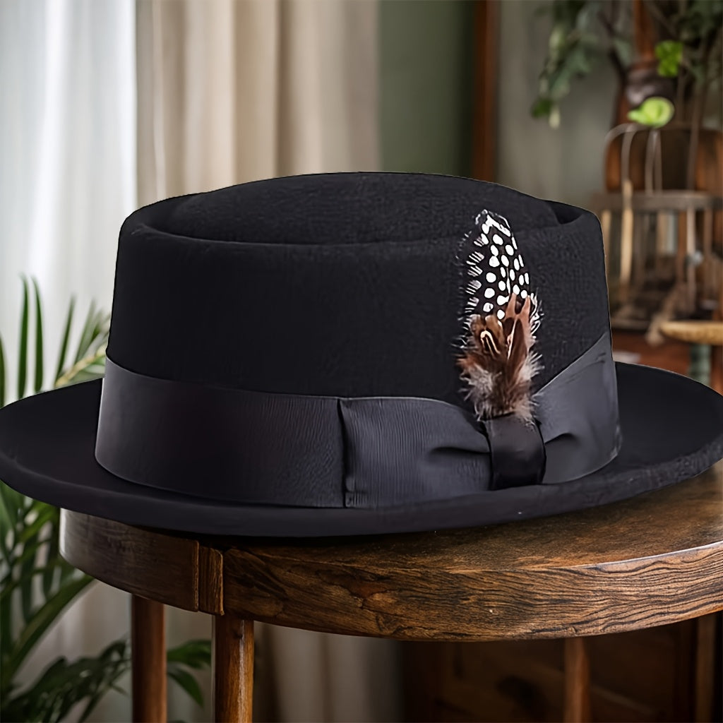 Premium Cashmere Wool Felt Hat - Suitable for Formal Parties, Christmas Gifts, Fedora Hats for Men, Weddings, Jazz Hats, Holiday Parties, Men's and Women's Top Hats, Autumn/winter Wide-brim Cashmere Wool Felt Hats, Exquisite Satin Bow Decoration.