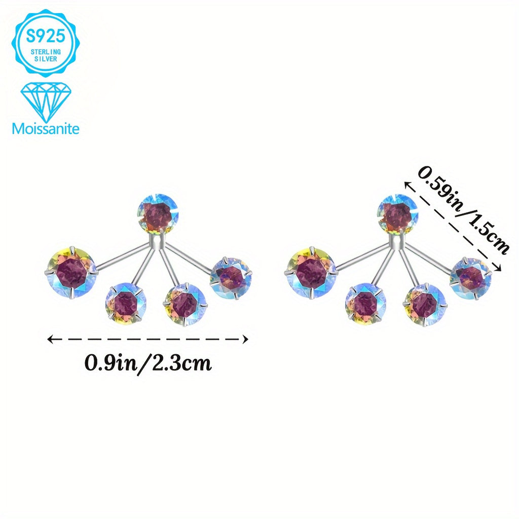 EJG - One Pair, 925 Silver, Women's Fashionable Colorful Moissanite Earrings, Torus-style Earrings, Unique Design, Cute and Delicate, Dazzling, Can Be Given As Gifts to Friends At Christmas | Festivals, Can Be Worn in Parties, Daily Occasions, Hypoal