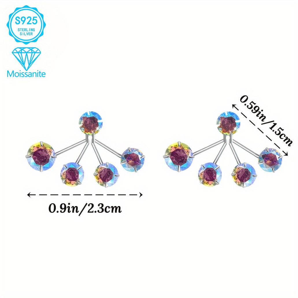 EJG - One Pair, 925 Silver, Women's Fashionable Colorful Moissanite Earrings, Torus-style Earrings, Unique Design, Cute and Delicate, Dazzling, Can Be Given As Gifts to Friends At Christmas | Festivals, Can Be Worn in Parties, Daily Occasions, Hypoal