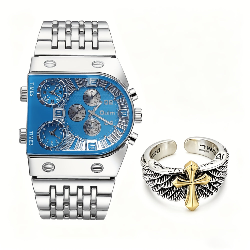 Opulent Men'S Golden Quartz Watch - Stylish Business Timekeeper Featuring Chronograph & Date Function, Alloy Band & Case, Powered by 36V Battery, Formal Attire Accessory | Refined Design | Roman Numeral Indicators