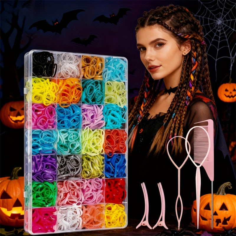 A Set of 1500 Vibrant And Lightweight Rubber Bands for Hair, Perfect for Different Hairstyles. It Comes with 6 Hair Tools And Colorful Additions, Making It Ideal for Parties And Budget-Friendly