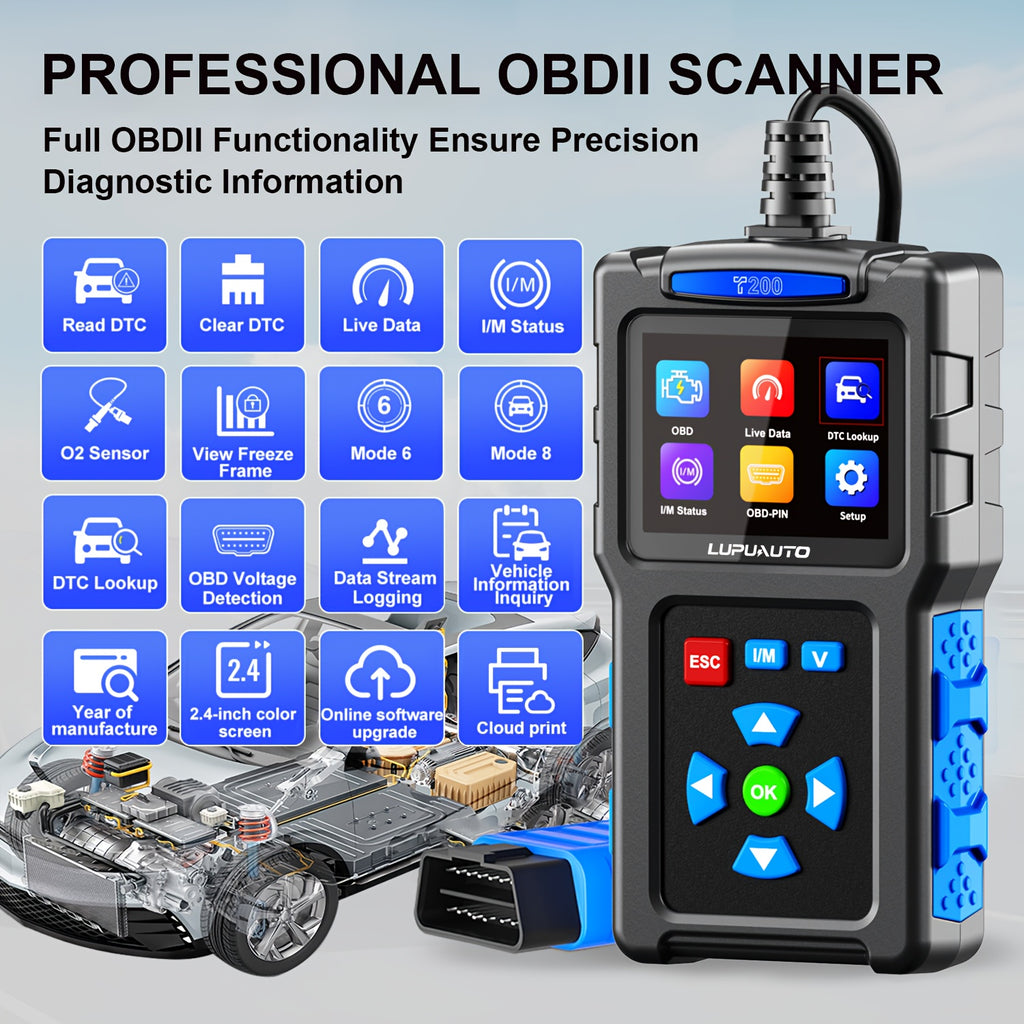 OBD2 Scanner Diagnostic Tool, OBD II Clear Reset Engine Error Code Professional Code Reader Diagnostic Scan Tools, Mode 6, Mode 8 & One-Click I/M, Plug & Play(Without Battery)Diagnostic Scanner For DIYers, OBD II Scanner For All OBDII Car Since 1996
