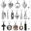 15pcs Urn Necklace for Ashes Keepsake Cremation Jewelry Cross Heart Cubic Locket Ashes Necklace for Halloween