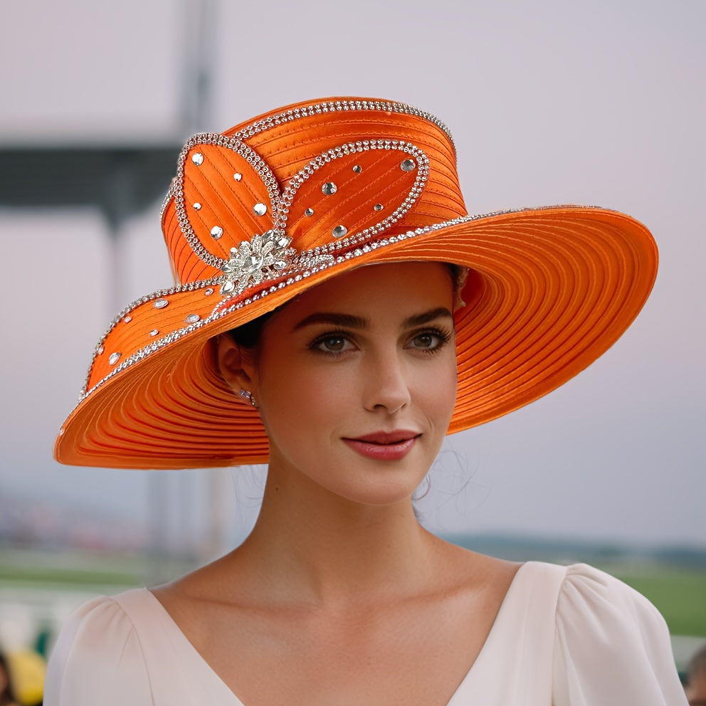 Handmade Ladies' Church Hat with Decoration - Elegant Suitable for Wedding, Easter Worship & Sunshade Hat, Dry Only, Box Packaging for Special Occasions, Comfortable for Church Services and Daily Use
