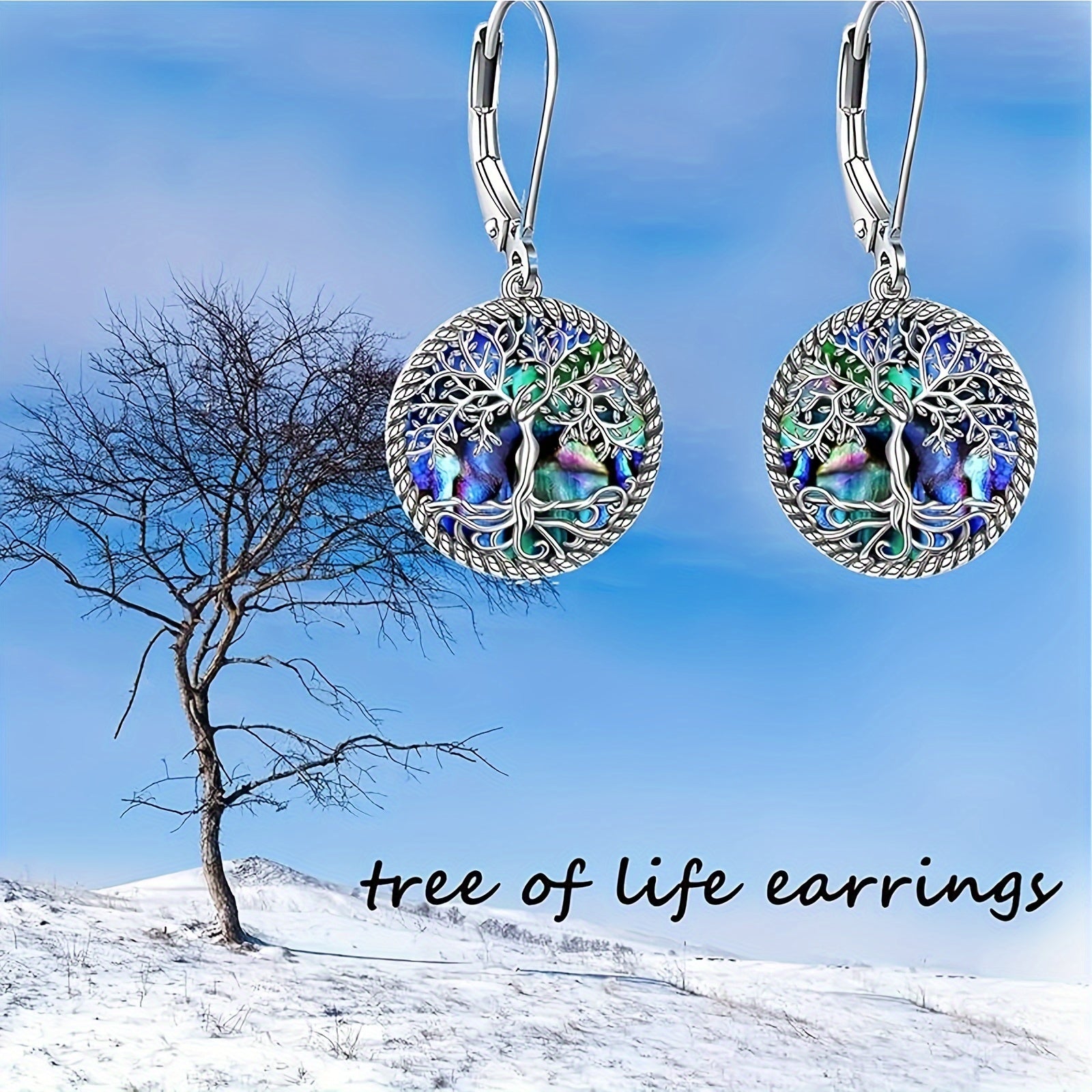 [Gifts For Women] 925 Sterling Silver Tree Life 925 Sterling Silver Tree Of Life - Abalone Shell Dangle Drop Earrings Jewelry Gifts For Women